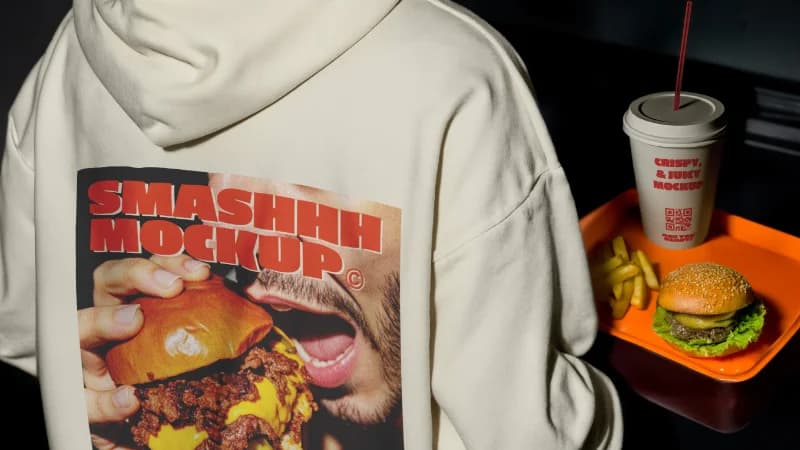 Kısa video kampanyasının marka uygulaması: baskılı sweatshirt ve ürün sunumu
